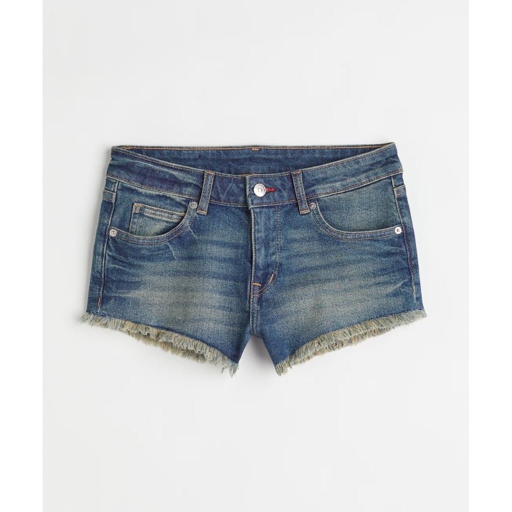 H&M Blue Jean Shorts Distressed Frayed Hem